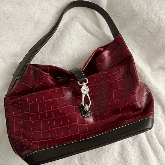 Red Dooney & Bourke Croco Leather Logo Lock Sack - Picture 3 of 10